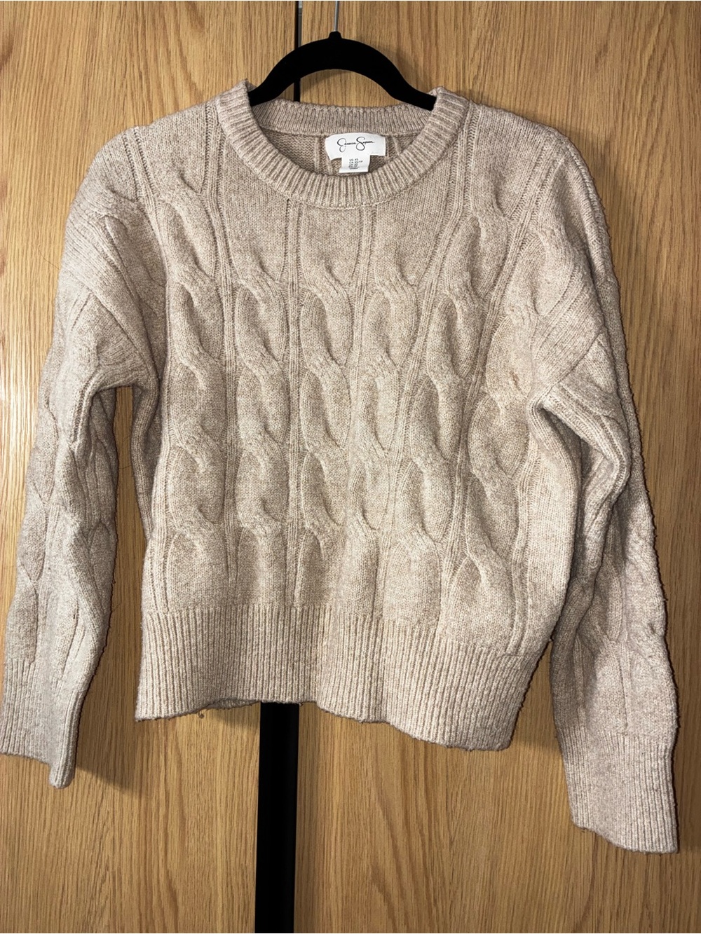 Jessica Simpson Cream Cable Knit Crewneck Sweater